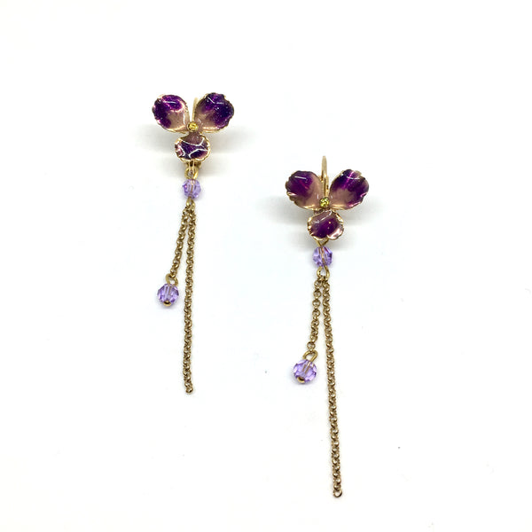 Boucles d'oreilles violette longues