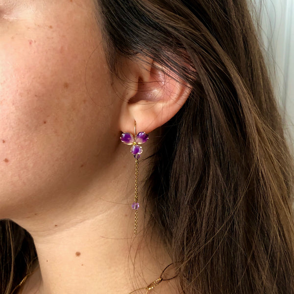 Pendientes largos morados