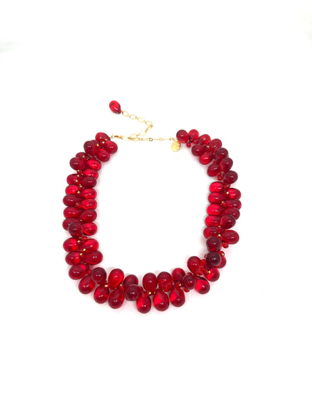 Collier court vintage multi goutte de verre
