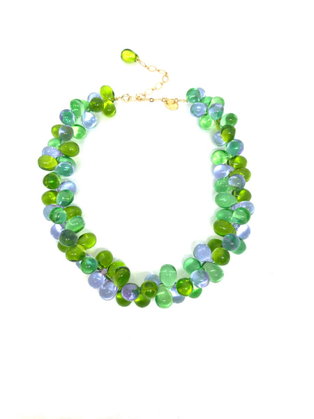 Collier court vintage multi goutte de verre