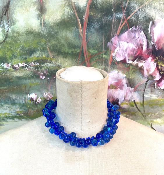 Collier court vintage multi goutte de verre