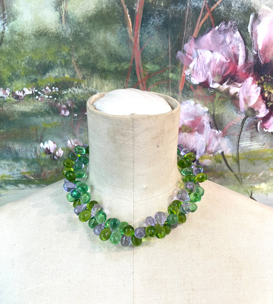 Collier court vintage multi goutte de verre