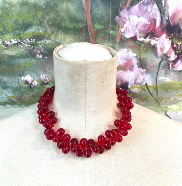 Collier court vintage multi goutte de verre