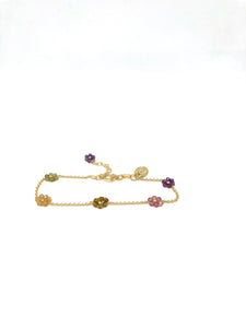 Bracelet fleurettes sur chaine