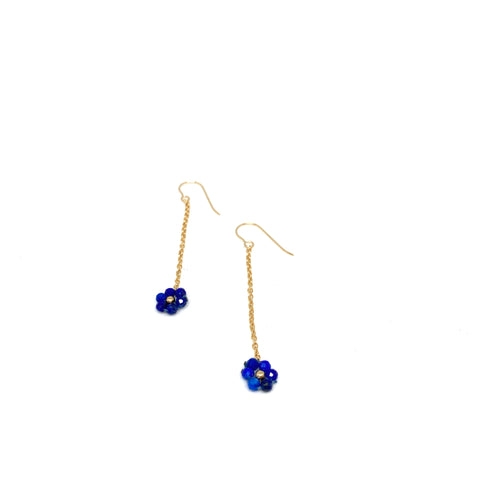 Boucles d'oreilles dormeuses fleurettes sur chaine