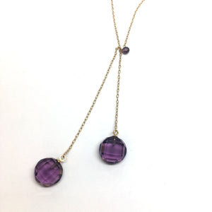 Amethyst faceted bead vintage long necklace