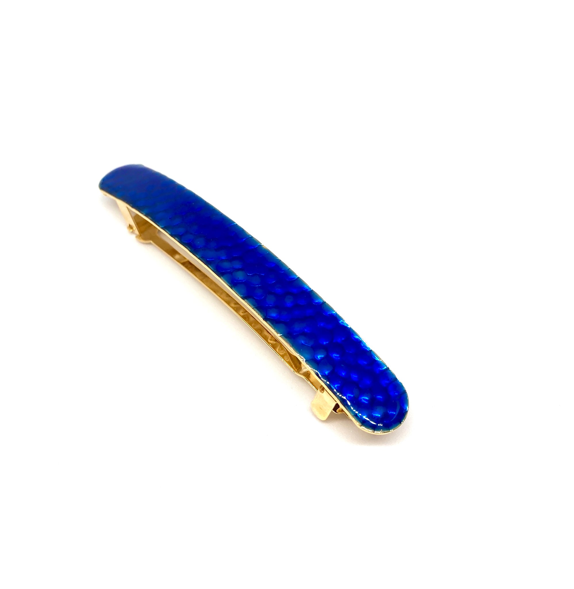 barrette-email-transparent-bleu-laiton-dore-martele-medium