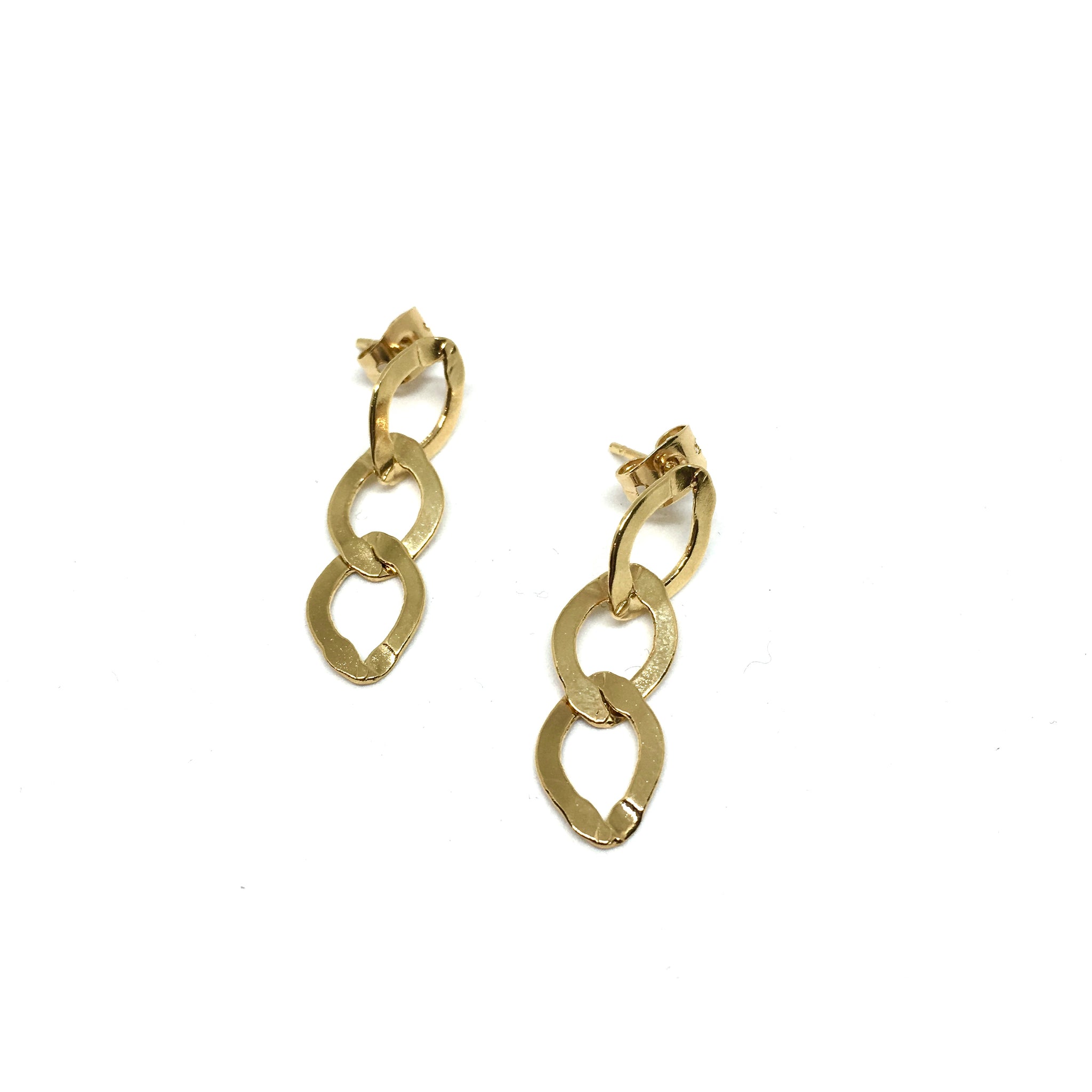 Flat golden chain earrings