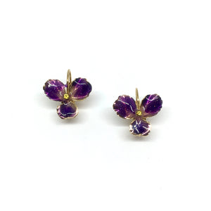dormeuse-plaque-or-boucle-doreille-fleur-email-violet-cristal-jaune