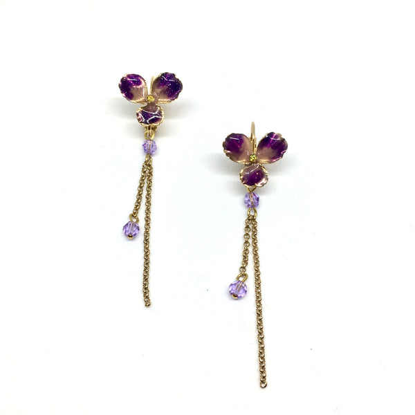 Long violet earrings