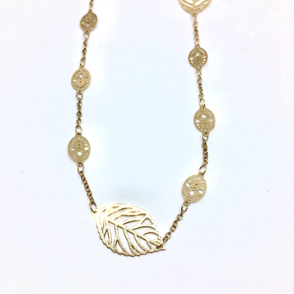 Foliage long necklace